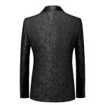 Men's Suits 3 Piece Regular Fit Skinny Paisley Jacquard Tuxedo Suit for Wedding Casual Business Dinner Party Tuxedo Suit Set Black