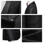 Men's Suits 3 Piece Regular Fit Skinny Paisley Jacquard Tuxedo Suit for Wedding Casual Business Dinner Party Tuxedo Suit Set Black