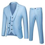 Casual Holiday Slim Fit Tracksuit Set for Men Men’s Suit Slim 3 Suit Business Wedding Party Jacket Vest & Pants Coat Men Tuxedo Pants (Blue, M)