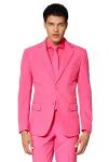 OppoSuits Men's Solid Color Party Mr. Pink – Full Suit: Includes Pants, Jacket and Tie, 44