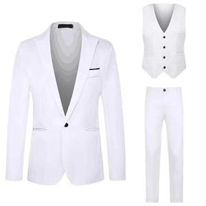 Cocila Deal Of The Day Today Sale Men'S Suit Suit Solid Color Fashion Casual Dress Up Suit Pants Jacket Undershirt Three Set Mens Suit Slim Fit Double Breasted Big And Tall Men'S Ac Sales Clearance