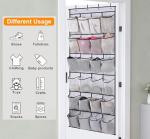 MISSLO Over the Door Shoe Storage Organiser Hanging Shoe Rack Holder 24 Large Mesh Pockets for Wardrobe Door Tidy with Hanger(White)