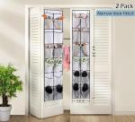 MISSLO Over The Door Shoe Rack Organiser 12 Large Mesh Pockets Hanging Shoe Storage for Narrow Closet, Bedroom, Bathroom Organizer Tidy with Hanger, 2 Packs