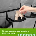 Unjumbly Over Door Shoe Storage Organiser 24 Large Fabric Deep Pockets, Hanging Shoe Storage with 4 Reversible Heavy Duty Metal Over Door Hooks, Wardrobe Storage Organiser Rack for Scarf, Grey