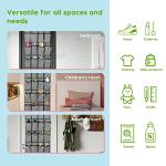 Unjumbly Over Door Shoe Storage Organiser 24 Large Fabric Deep Pockets, Hanging Shoe Storage with 4 Reversible Heavy Duty Metal Over Door Hooks, Wardrobe Storage Organiser Rack for Scarf, Grey