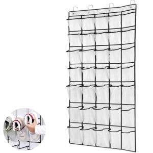 GAOHAN 35 Large Pockets Over Door Shoe Storage Organiser Wardrobe Shoe Rack Mesh Hanging Storage Shoe Hanger Holder, White