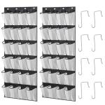 zeyedemo 2Sets Over The Door Shoe Storage Organizer 48Large Pockets Hanging Shoe Organizer with 8 Duty Metal Hooks Back of The Door Foldable Breathable Shoe Storage for Storing Slippers Leather Shoes