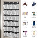 zeyedemo 2Sets Over The Door Shoe Storage Organizer 48Large Pockets Hanging Shoe Organizer with 8 Duty Metal Hooks Back of The Door Foldable Breathable Shoe Storage for Storing Slippers Leather Shoes