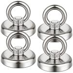 FINDMAG Magnetic Hooks, 4 Pack 100 LBS Super Strong Neodymium Magnet Hooks Heavy Duty, Magnet with Hooks Can be Used as Fishing Magnets for Retrieve Items & Salvage in River - 32mm Dia