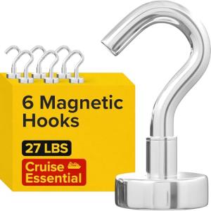 X-Bet Magnet Neodymium Magnet Hooks - Heavy Duty Strong Magnetic Hooks for Cruise, Fridge, Wall, Kitchen, and Garage