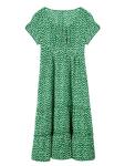 Colisha Womens Short Puff Sleeve Square Neck Floral Midi Dresses Flared Flowy Chiffon Maxi Dress Summer Beach Holiday Sundress L Green