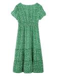 Colisha Womens Short Puff Sleeve Square Neck Floral Midi Dresses Flared Flowy Chiffon Maxi Dress Summer Beach Holiday Sundress L Green