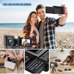 Oiadek 4K 48MP Autofocus Vlogging Camera with 32G Memory Card 16X Digital Zoom, Compact Digital Camera with 3.0 inch 180° Flip Screen and Battery charger for Teenagers, Beginners & Adults