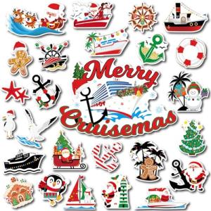 Qyeahkj 26pcs Merry Christmas Magnetic Decorations for Cruise Door Car Ship Cruisemas Holiday Carnival Magnet for Holiday Fridge Refrigerator Anniversary Cruise Party Supplies Favors