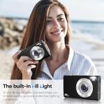 Digital Camera, 4K Autofocus Compact Camera with 32G SD Card HD 48MP with 2.8" Large Screen, 16X Digital Zoom, Portable Mini Camera for Photography, Suitable for Kids,Adult,Beginners（Black）