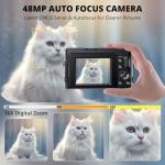 Digital Camera,4K 48MP Autofocus Compact Digital Camera with 32G Card 16X Digital Zoom,Vlogging Camera for Youtube with Anti-shake, Flash,3.0 inch 180° Flip Screen for Teens, Beginners,Adults