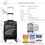 Aerolite Lightweight 4 Wheel Carry On Hand Cabin Luggage Suitcase Black Grey for British Airways Ryanair (Priority) easyJet (Plus/Flexi) & Many More