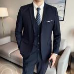 Men's High-Quality 3-Piece Business Casual Wedding Suit Vest Trousers Set Handsome Fashion Banquet Clothing S-6XL