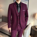 Men's High-Quality 3-Piece Business Casual Wedding Suit Vest Trousers Set Handsome Fashion Banquet Clothing S-6XL