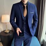Men's High-Quality 3-Piece Business Casual Wedding Suit Vest Trousers Set Handsome Fashion Banquet Clothing S-6XL