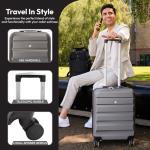 Aerolite 55x35x25 Hard Shell Carry On Hand Cabin Luggage Suitcase with 4 Wheels, Max Size for Air Europa Air France Alitalia KLM & Transavia, Charcoal
