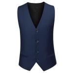 Mens Suits 3 Pieces Fitted Cut Classic Style One Button Formal Suits, Navy Blue, L