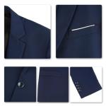 Mens Suits 3 Pieces Fitted Cut Classic Style One Button Formal Suits, Navy Blue, L