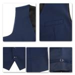 Mens Suits 3 Pieces Fitted Cut Classic Style One Button Formal Suits, Navy Blue, L