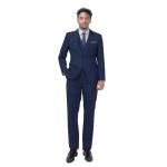 Mens Suits 3 Pieces Fitted Cut Classic Style One Button Formal Suits, Navy Blue, L