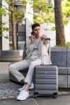 Aerolite 56x45x25cm British Airways Jet2 & easyJet Upgrade Maximum Allowance Large Lightweight 8 Wheel Carry On Hand Cabin Luggage Bag Suitcase 56x45x25 with TSA Approved Lock Charcoal Grey