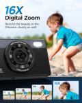 64GB Digital Camera for Kids: 48MP Anti-Shake Vlogging Camera - 16X Zoom, Photo Filtration, Continuous Shooting, Self-Timer, Compact Design