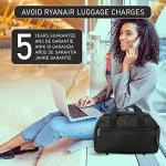 Aerolite Premium Ryanair 40x20x25cm Under Seat Cabin Bags Maximum Size Foldable Carry On Small Lightweight Holdall Bag Hand Cabin Luggage Flight Travel Duffle Bag 40x20x25 Black