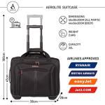 Aerolite Premium Padded Business Laptop Roller Case with 2 Wheels Approved for Ryanair Priority Boarding, Easyjet Plus, BA and More Airlines. Fits up to 15.6 Inch Laptops (Black)