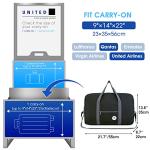 for Easyjet Large Cabin Bag 56x45x25 Foldable Travel Duffel Bag Holdall Tote Carry on Luggage Overnight for Women and Men 40L (Thick Series Black)