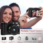 Digital Camera 4K 64MP Autofocus Vlogging Cameras with 32GB Card & Macro Function, 18X Digital Zoom Compact Camera with 2.8'' 180° Flip Screen & 2 Batteries for Teens Beginners Adults