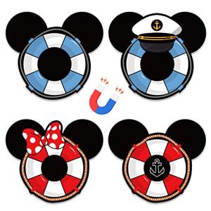 QIMGIC 4pcs Cruise Door Magnet, Refrigerator Car Magnetic Decorations, Cruise Ship Cabin Door Fridge Magnets Decals Decor, Ocean Anchor Life Ring Magnetic Stickers for Home Cabinet Mailbox (9.8 Inch)