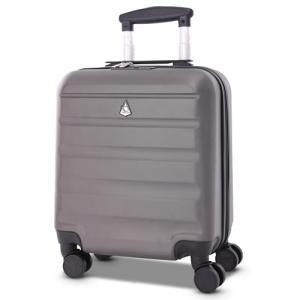 Aerolite 45x36x20cm Easyjet Maximum Size 8 Wheel ABS Hard Shell Carry On Hand Cabin Luggage Underseat Flight Travel Bag Spinner Suitcase 45x36x20 with TSA Lock (Charcoal Grey)