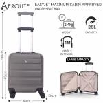 Aerolite 45x36x20cm Easyjet Maximum Size 8 Wheel ABS Hard Shell Carry On Hand Cabin Luggage Underseat Flight Travel Bag Spinner Suitcase 45x36x20 with TSA Lock (Charcoal Grey)