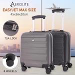 Aerolite 45x36x20cm Easyjet Maximum Size 8 Wheel ABS Hard Shell Carry On Hand Cabin Luggage Underseat Flight Travel Bag Spinner Suitcase 45x36x20 with TSA Lock (Charcoal Grey)