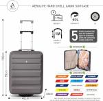 Aerolite 55x40x20cm Ryanair Priority Max 40L Lightweight Hard Shell Carry On Hand Cabin Luggage Travel Suitcase 55x40x20 with 2 Wheels & TSA Approved Lock (Charcoal Grey)