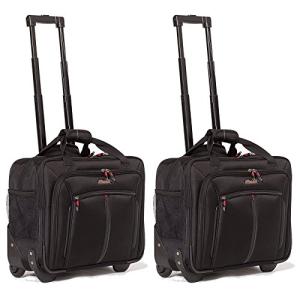 Aerolite Ryanair Priority Boarding, Easyjet Plus, BA, WizzPriority, Jet2 Approved Rolling Padded Laptop Case Bag 2 Wheels - Fits up to 15.6", Business Trolley Hand Cabin Luggage Case (Black x2)