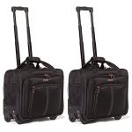 Aerolite Ryanair Priority Boarding, Easyjet Plus, BA, WizzPriority, Jet2 Approved Rolling Padded Laptop Case Bag 2 Wheels - Fits up to 15.6", Business Trolley Hand Cabin Luggage Case (Black x2)