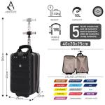 Aerolite 40x20x25cm Ryanair Under Seat Lightweight Hard Shell Carry On Hand Cabin Luggage Travel Suitcase Cabin Bags Underseat with 2 Wheels and TSA Approved Lock (Black)