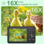 ZMOQNG Digital Camera 4K 64MP Autofocus with 32GB SD Card, 2.8" Screen Compact Vlogging Camera with 1200 mAh Battery, for Kids & Beginners