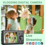 ZMOQNG Digital Camera 4K 64MP Autofocus with 32GB SD Card, 2.8" Screen Compact Vlogging Camera with 1200 mAh Battery, for Kids & Beginners