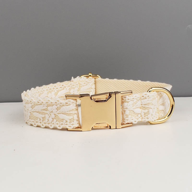 Beige Lace Personalized Dog Accessories for Fancy Occasions