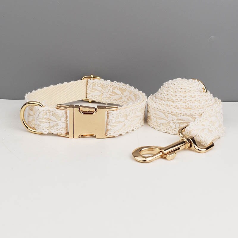 Beige Lace Personalized Dog Accessories for Fancy Occasions