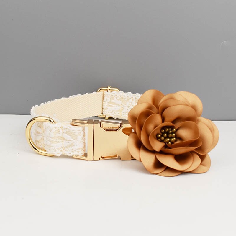 Beige Lace Personalized Dog Accessories for Fancy Occasions