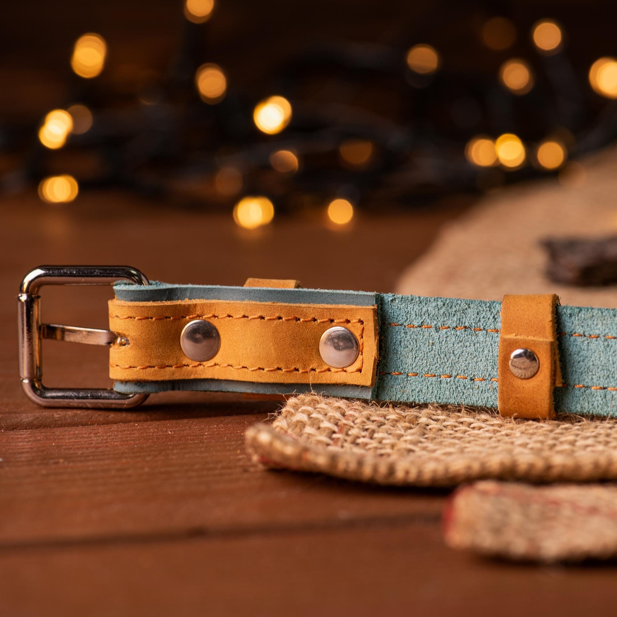 Custom Engraved Leather Dog Collar with Name Plate