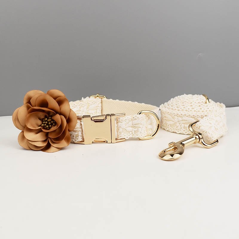 Beige Lace Personalized Dog Accessories for Fancy Occasions